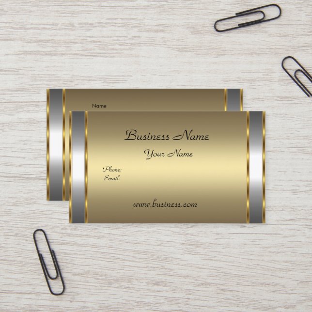Elegant Classy Gold Bronze silver Business Card (Front/Back In Situ)