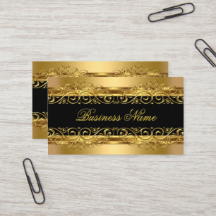 Elegant Classy Gold Damask Floral Overlay Business Card