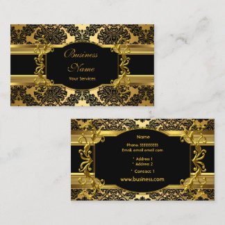 Elegant Classy Gold Damask Floral Profile Business Card