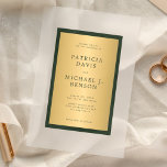 Elegant classy gold dark green frame wedding acrylic invitations<br><div class="desc">Simple classic modern typography dark emerald green and gold minimalist frosted acrylic wedding invitation.             The invite is suitable for an elegant classy formal wedding ceremony and reception.</div>