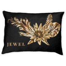 Elegant Classy Gold Flowers Chic Black Luxury Dog