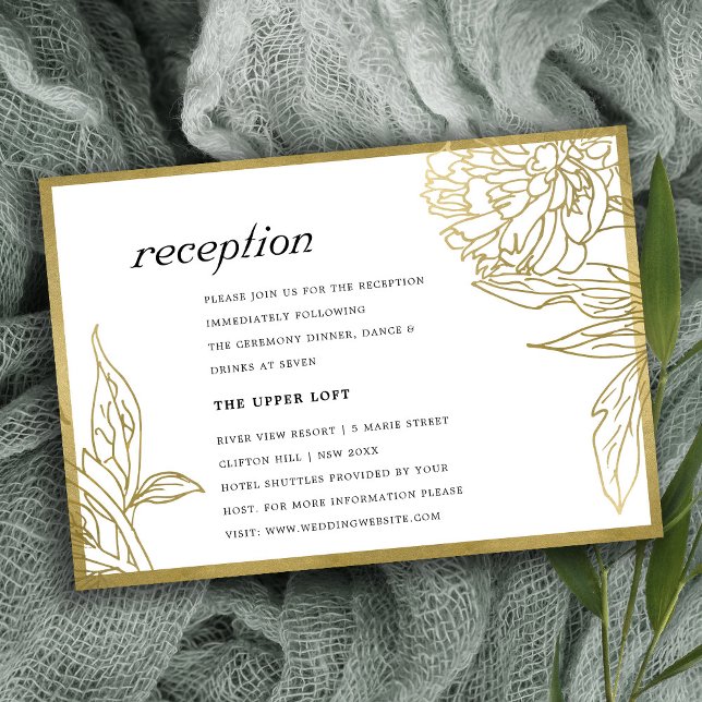 ELEGANT CLASSY GOLD FOIL FLORAL RECEPTION  ENCLOSURE CARD (Creator Uploaded)