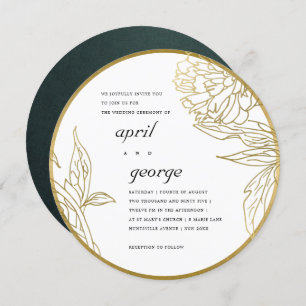  ELEGANT CLASSY GOLD FOIL FLORAL WEDDING INVITE