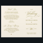 Elegant Classy Gold, Foldable Wedding Program<br><div class="desc">This is the foldable wedding ceremony program card, in classic elegance vintage old Gold themed. It is designed with scroll accent that can be personalised with custom/ personalised text for your bridal party, ceremony details, memorial notes and thank you message. ** Note: these text weight paper programs arrive flat and...</div>