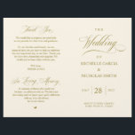 Elegant Classy Gold, Foldable Wedding Program<br><div class="desc">This is the foldable wedding ceremony program card, in classic elegance vintage old Gold themed. It is designed with scroll accent that can be personalised with custom/ personalised text for your bridal party, ceremony details, memorial notes and thank you message. ** Note: these text weight paper programs arrive flat and...</div>