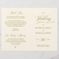 Elegant Classy Gold, Foldable Wedding Program