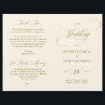 Elegant Classy Gold, Foldable Wedding Program<br><div class="desc">This is the foldable wedding ceremony program card, in classic elegance vintage old Gold themed. It is designed with scroll accent that can be personalised with custom/ personalised text for your bridal party, ceremony details, memorial notes and thank you message. ** Note: these text weight paper programs arrive flat and...</div>