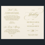 Elegant Classy Gold, Foldable Wedding Program<br><div class="desc">This is the foldable wedding ceremony program card, in classic elegance vintage old Gold themed. It is designed with scroll accent that can be personalised with custom/ personalised text for your bridal party, ceremony details, memorial notes and thank you message. ** Note: these text weight paper programs arrive flat and...</div>