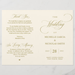Elegant Classy Gold, Foldable Wedding Program