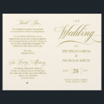 Elegant Classy Gold, Foldable Wedding Program<br><div class="desc">This is the foldable wedding ceremony program card, in classic elegance vintage old Gold themed. It is designed with scroll accent that can be personalised with custom/ personalised text for your bridal party, ceremony details, memorial notes and thank you message. ** Note: these text weight paper programs arrive flat and...</div>