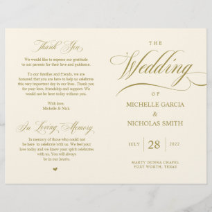 Elegant Classy Gold, Foldable Wedding Program
