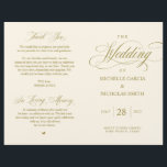 Elegant Classy Gold, Foldable Wedding Program<br><div class="desc">This is the foldable wedding ceremony program card, in classic elegance vintage old Gold themed. It is designed with scroll accent that can be personalised with custom/ personalised text for your bridal party, ceremony details, memorial notes and thank you message. ** Note: these text weight paper programs arrive flat and...</div>