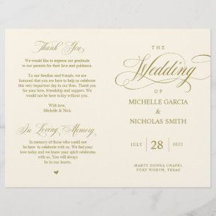 Elegant Classy Gold, Foldable Wedding Program