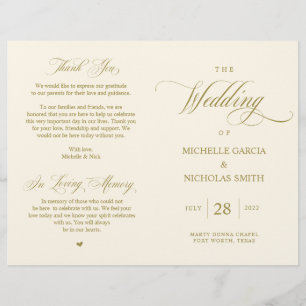 Elegant Classy Gold, Foldable Wedding Program