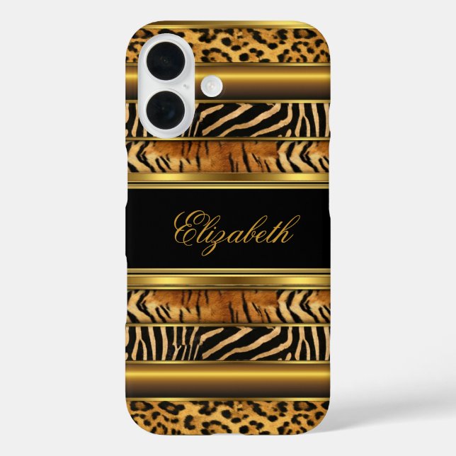 Elegant Classy Gold Mixed Animal Print Case-Mate iPhone Case (Back)