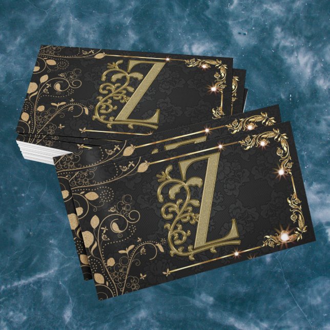 Elegant Classy Gold Monogram Initial Business Card (Creator Uploaded)