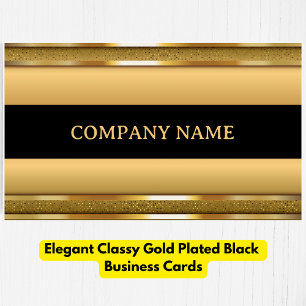 Elegant Classy Gold Plated Black  Business Card