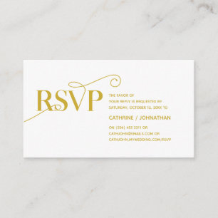 Elegant Classy, Gold Script, RSVP respond Enclosure Card