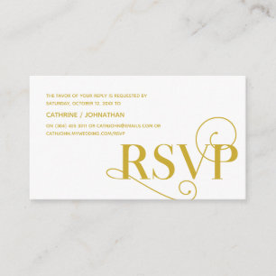 Elegant Classy, Gold Script, RSVP respond Enclosure Card