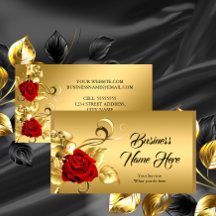 Elegant Classy Golden Red Rose Gold Leaf Floral