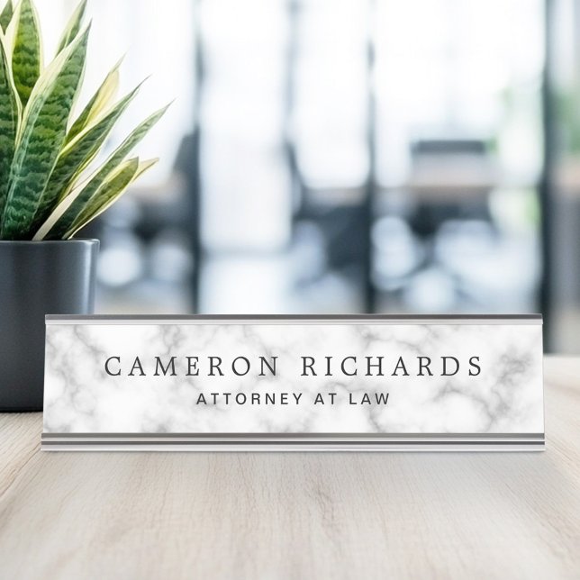Elegant classy marble name and title template desk name plate (Elegant classy marble name and title template desk name plate)