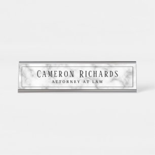 Elegant classy marble name and title template desk name plate