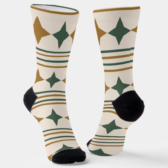 Elegant classy modern mid century starbursts socks (Angled)