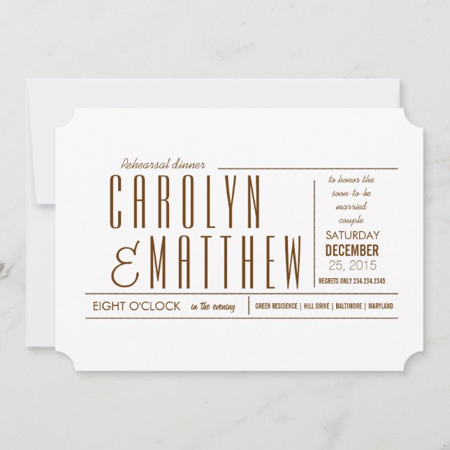 Elegant Classy Modern Rehearsal Dinner Invite (Front)