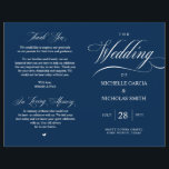 Elegant Classy Navy Blue, Foldable Wedding Program<br><div class="desc">This is the foldable wedding ceremony program card, in classic Elegant Classy Navy Blue themed. It is designed with scroll accent that can be personalised with custom/ personalised text for your bridal party, ceremony details, memorial notes and thank you message. ** Note: these text weight paper programs arrive flat and...</div>