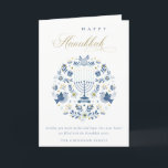 Elegant Classy Navy Blue Happy Hanukkah Floral Holiday Card<br><div class="desc">If you need any further customisation please feel free to message me on yellowfebstudio@gmail.com.</div>