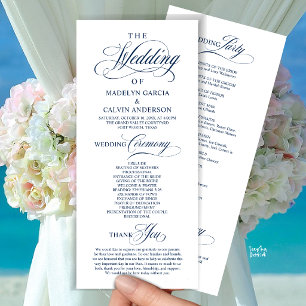 Elegant Classy Navy Blue Wedding Ceremony Order Program