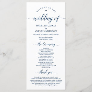 Elegant Classy, Navy Blue, Wedding Ceremony Program