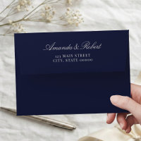 Elegant Classy Navy Blue Wedding Return Address