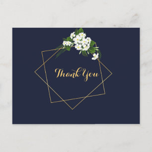 Elegant Classy Navy Geometric Cards thank you