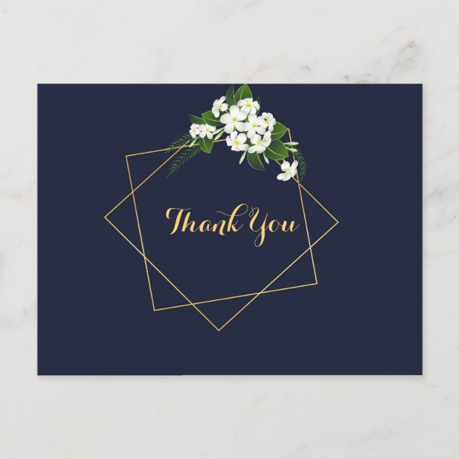Elegant Classy Navy Geometric Cards thank you (Front)
