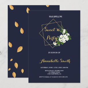 Elegant Classy Navy Geometric sweet 16 Invitation