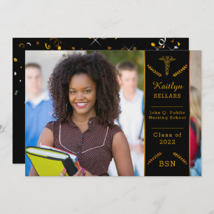 Elegant Classy Nursing   Medical School Graduation Invitation