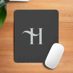 Elegant Classy Olive Green Monogram Initial Name Mouse Pad