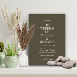 Elegant Classy Olive Green Serif Wedding Invitation