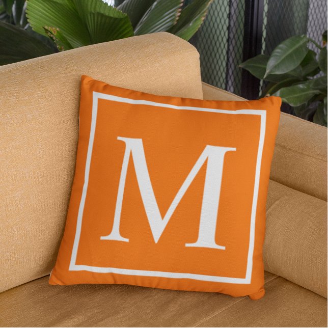 Elegant Classy Orange Customise monogram Cushion (Creator Uploaded)