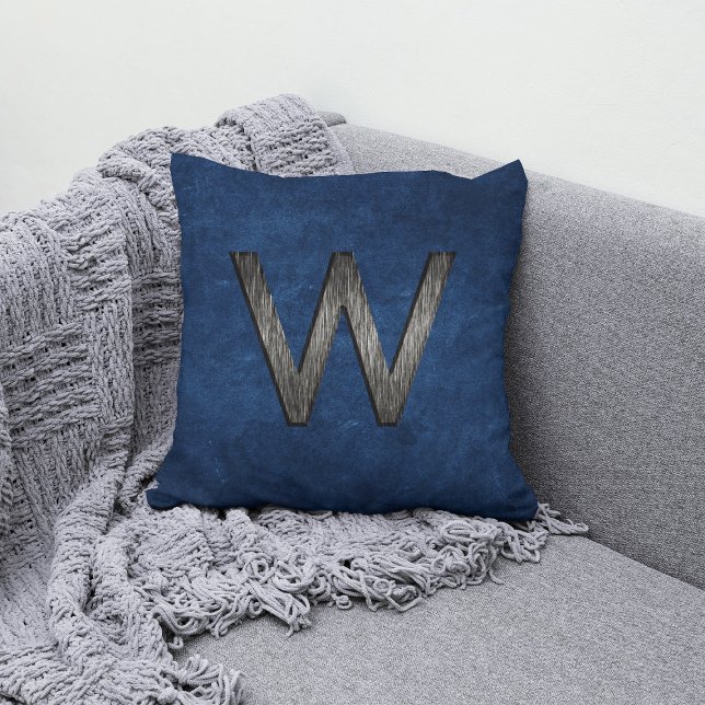 Elegant Classy Personalised Monogram Charcoal Navy Cushion (Creator Uploaded)