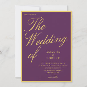 Elegant Classy Plum and Yellow Old Money Wedding Invitation