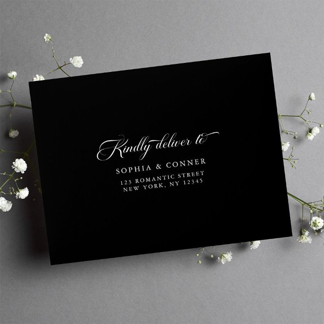 Elegant Classy Pre-Printed Address RSVP Black Envelope (Creator Uploaded)