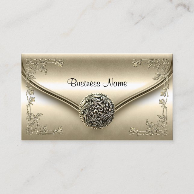 Elegant Classy Profile Business Sepia Cream Floral Business Card (Front)
