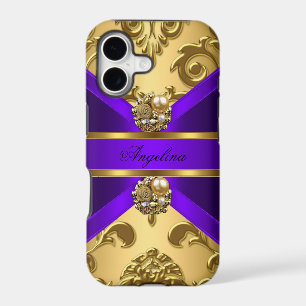 Elegant Classy Purple Gold Damask Jewel