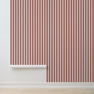 Elegant Classy Red French Ticking Stripes Wallpaper