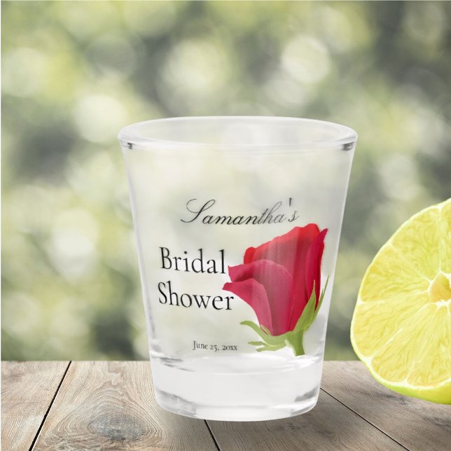 Elegant Classy Red Rose Bridal Shower  Shot Glass (Creator Uploaded)