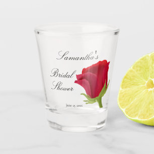 Elegant Classy Red Rose Bridal Shower Shot Glass