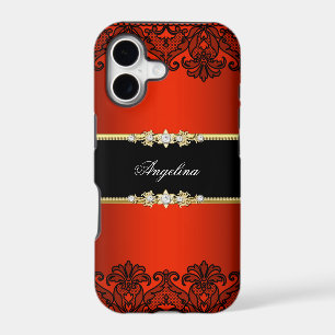 Elegant Classy Regal Red Lace Black Gold
