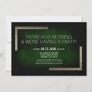 Elegant Classy Rich Green/Gold Retirement Party  Invitation